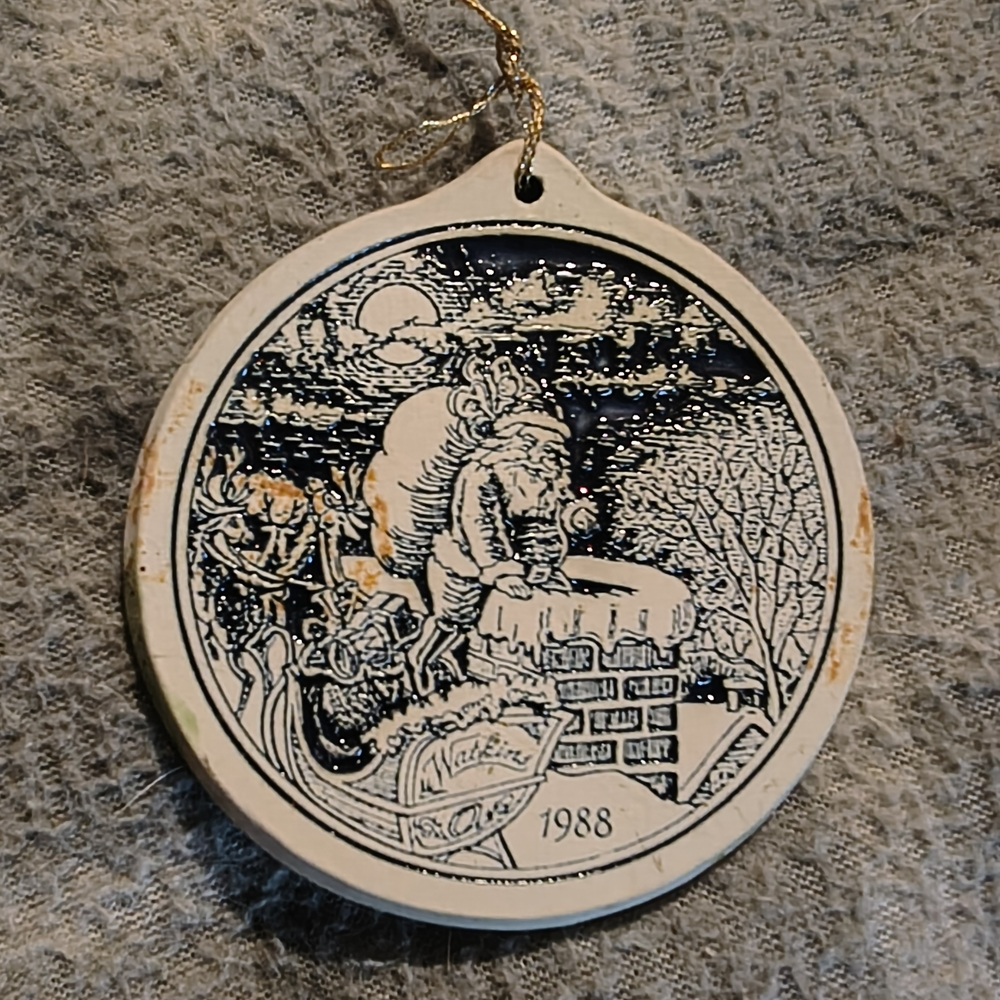 Classic Santa Holiday Ornament in Black and White